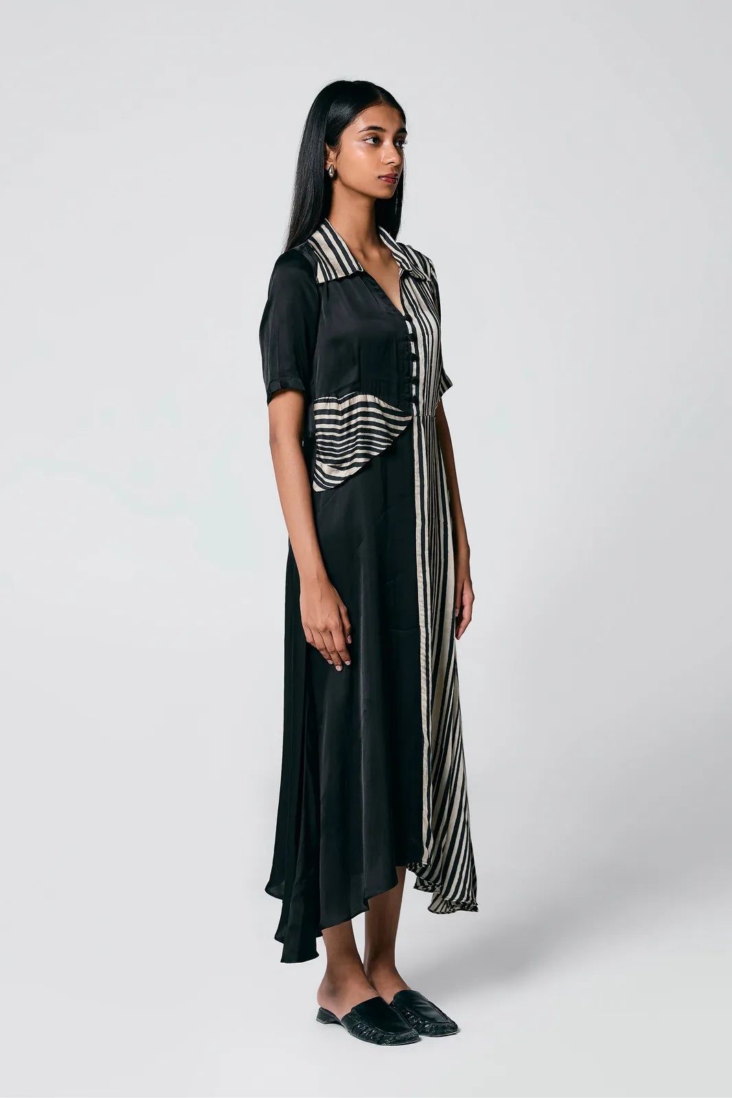 half and half dress - black& white, image 3