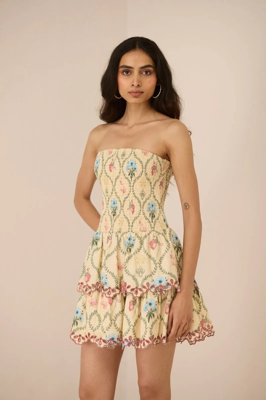 isha sutaria in apricot mini dress, image 2