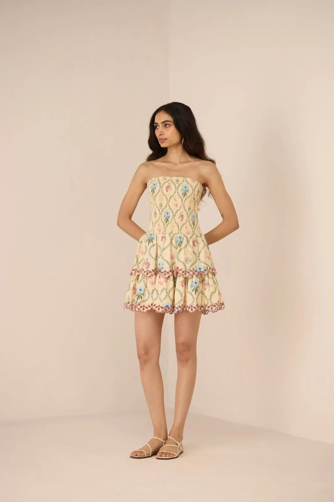 isha sutaria in apricot mini dress, image 4