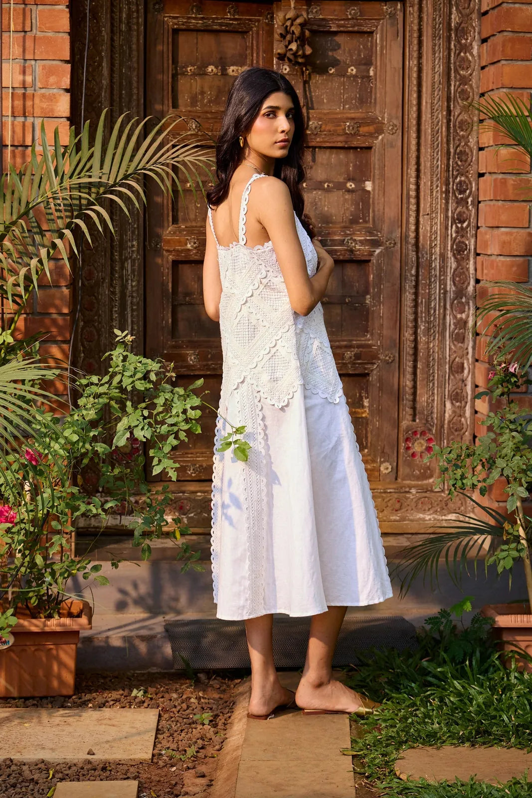 ivory lace midi dress, image 2
