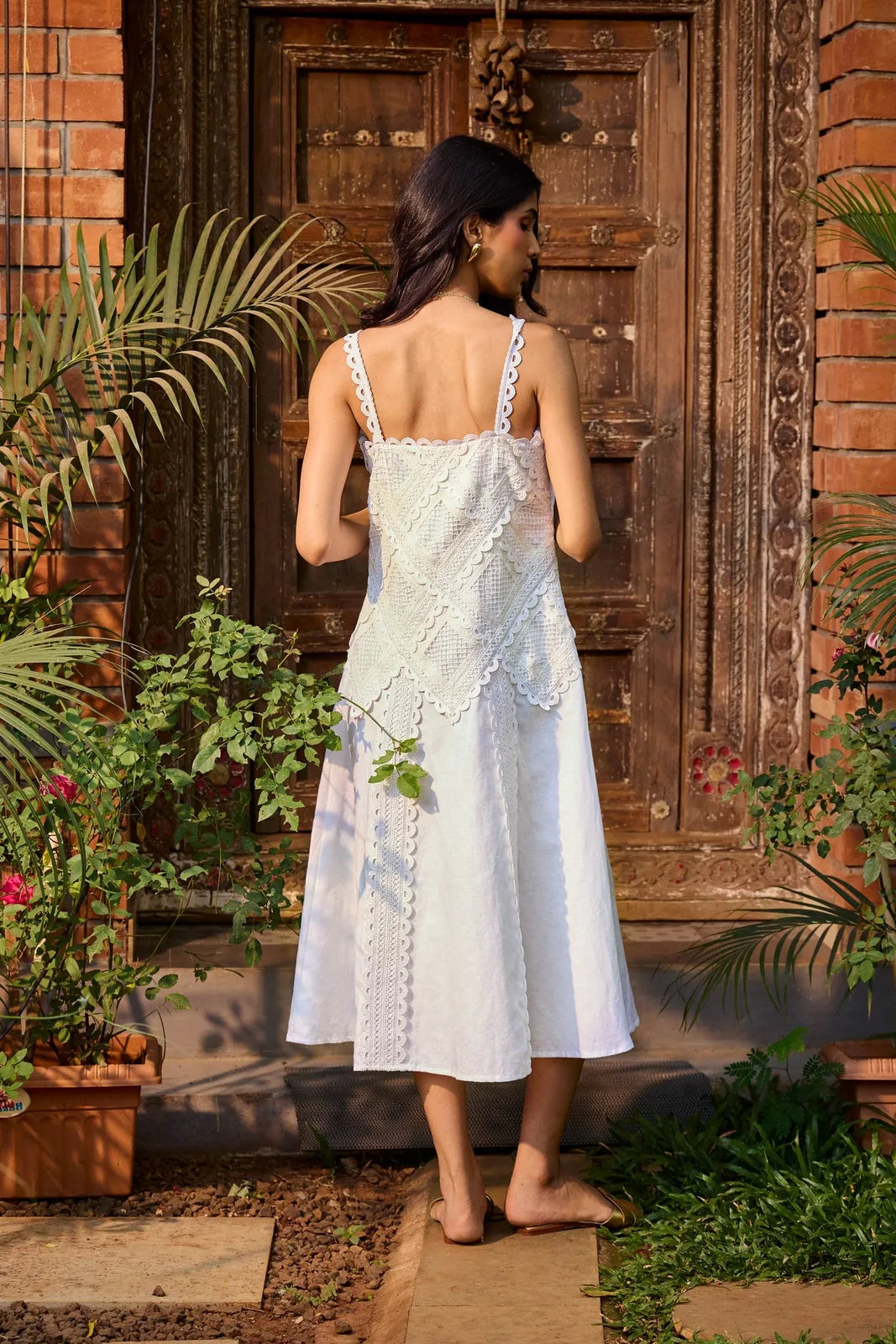 ivory lace midi dress, image 3