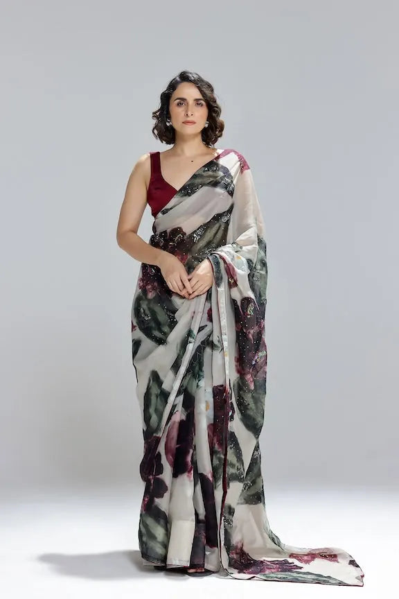 ivy gardenia organza saree — image 1