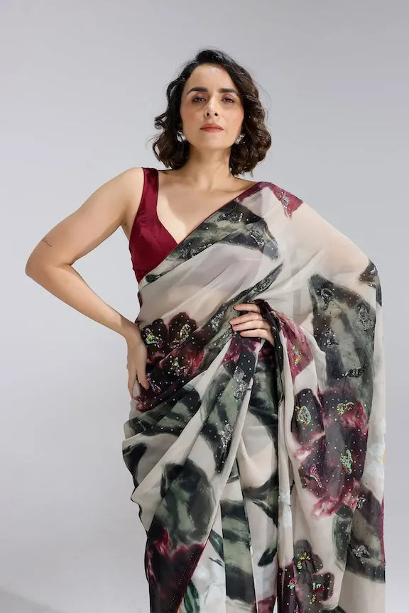 ivy gardenia organza saree — image 6