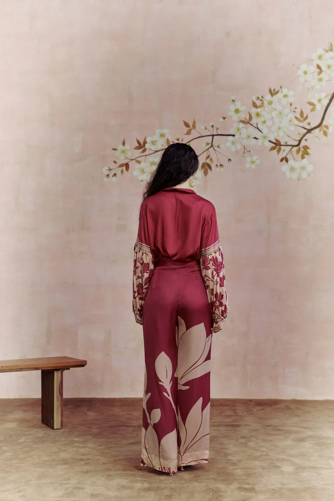 merlot shirt coord set with belt, image 3