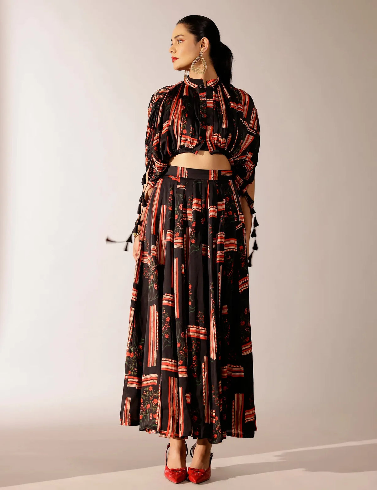 johri kalidar skirt with draped jacket and bustier, image 1