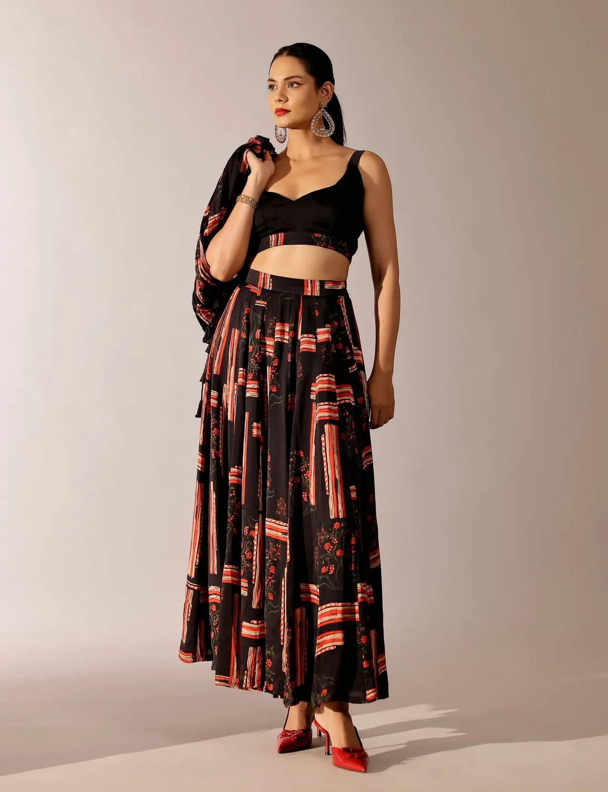 johri kalidar skirt with draped jacket and bustier, image 6