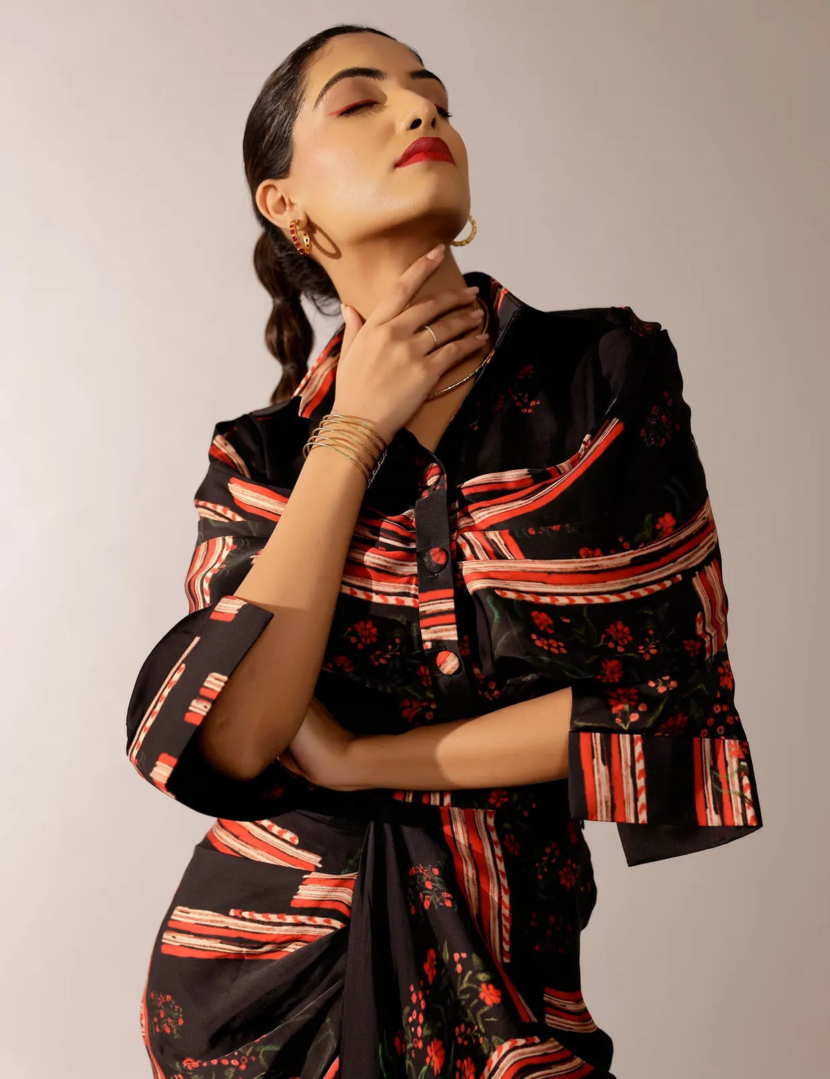 johri shirt paired with hand draped skirt, image 6