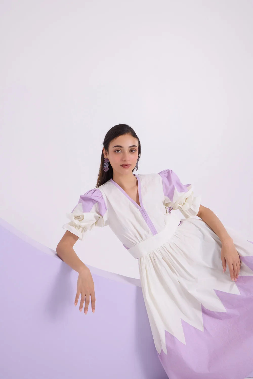 lilac reverie puff sleeve dress, image 3
