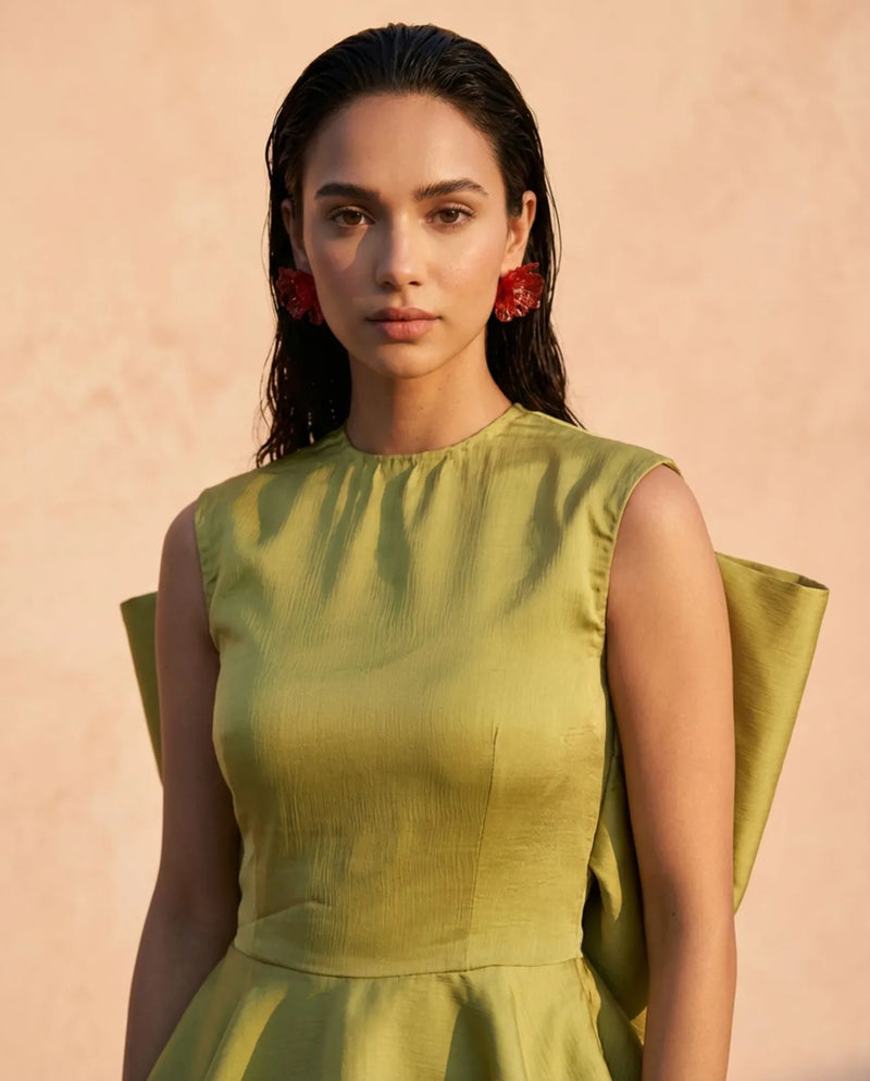 Lime Bow Peplum
