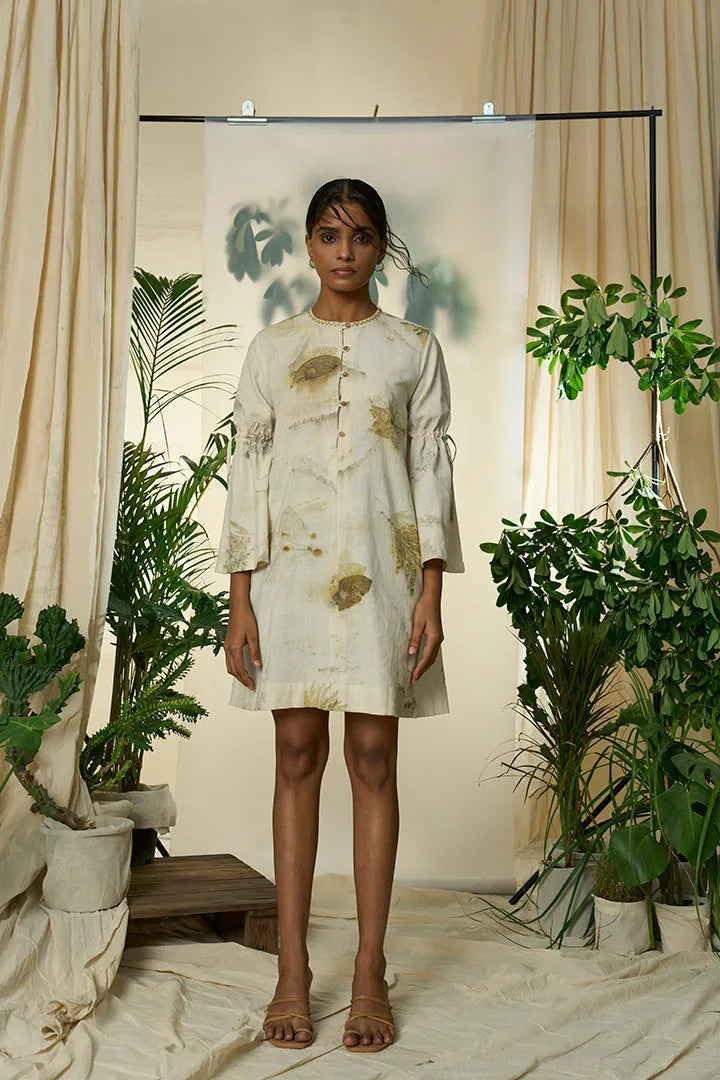 live leafy khadi bell dress, image 1