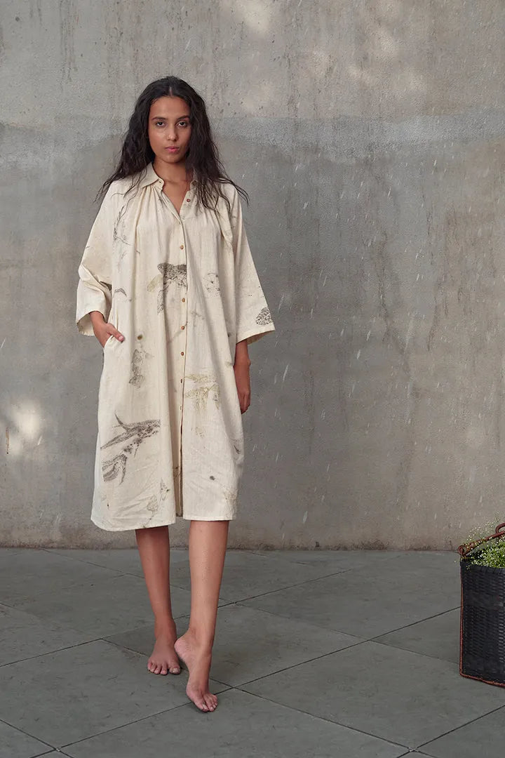 Live Leafy Khadi Tent Dress & Pants Co-ord Set