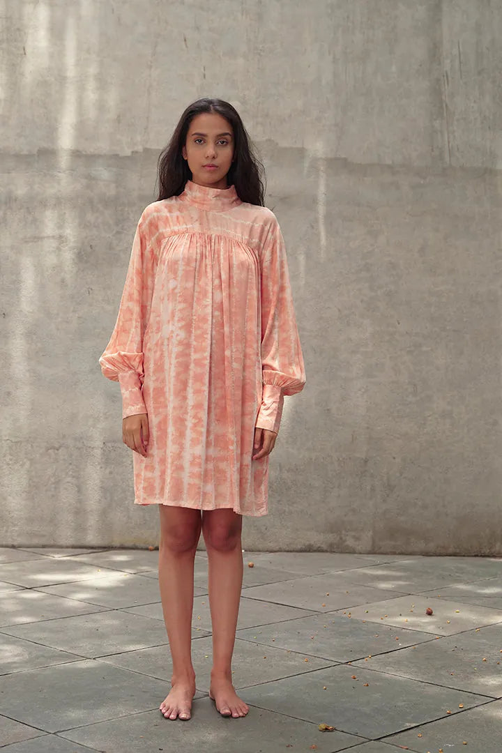 Lotus Funnel Neck Short Dress