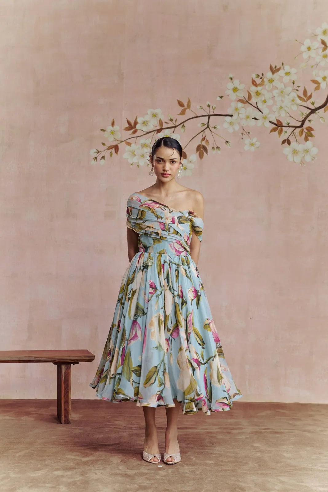magnolia off shoulder midi dress, image 4