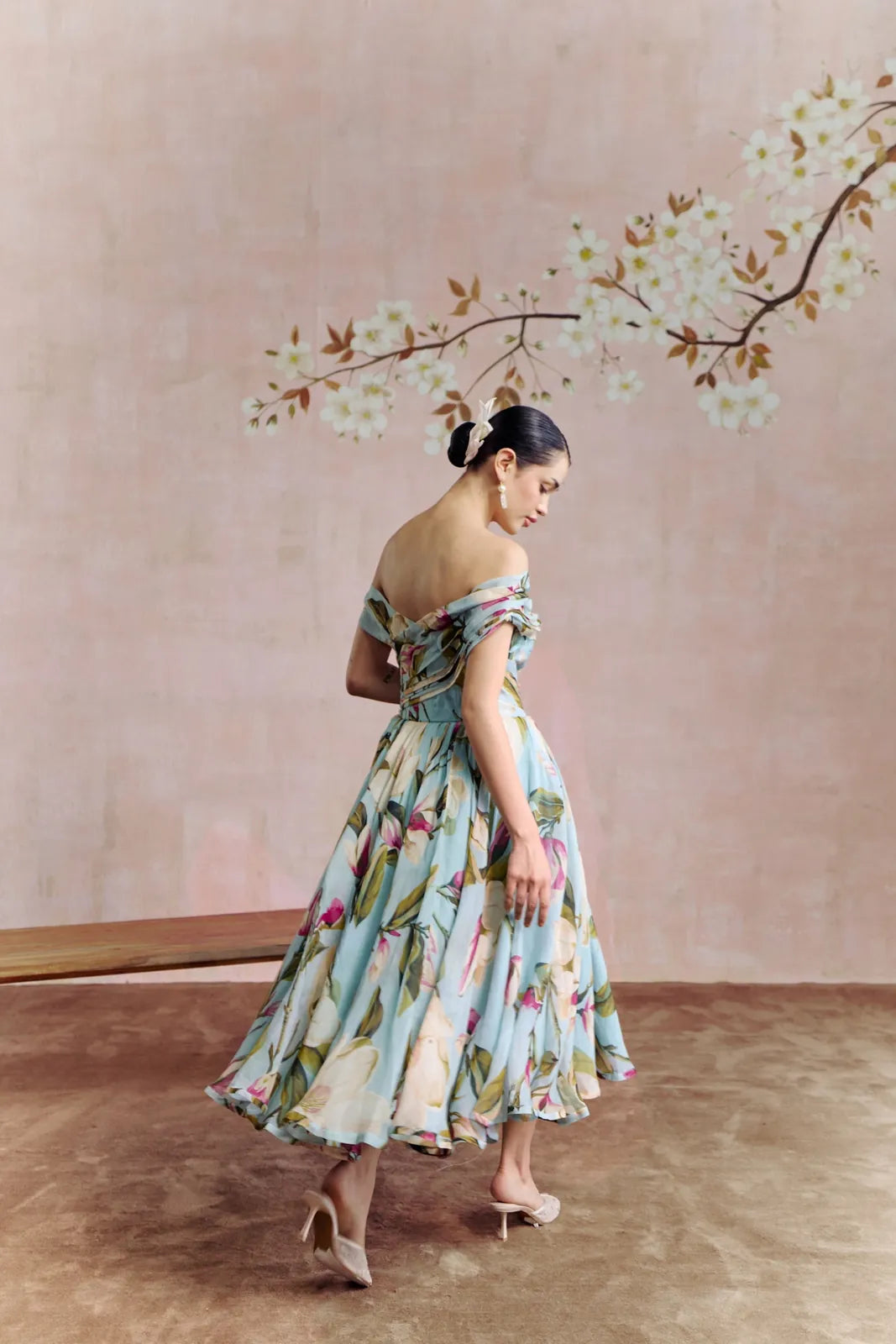magnolia off shoulder midi dress, image 5
