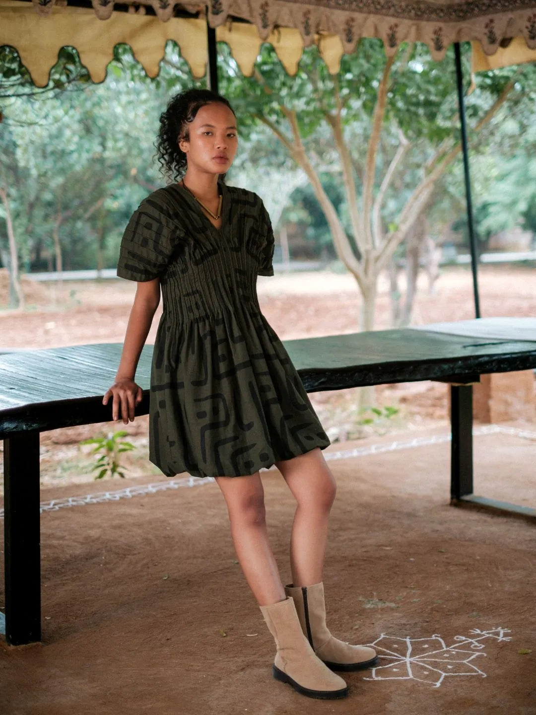 meknes kimono dress-tribal printed, image 1