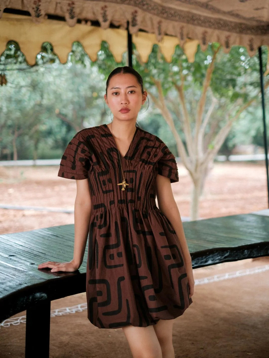 meknes kimono dress-tribal printed, image 2