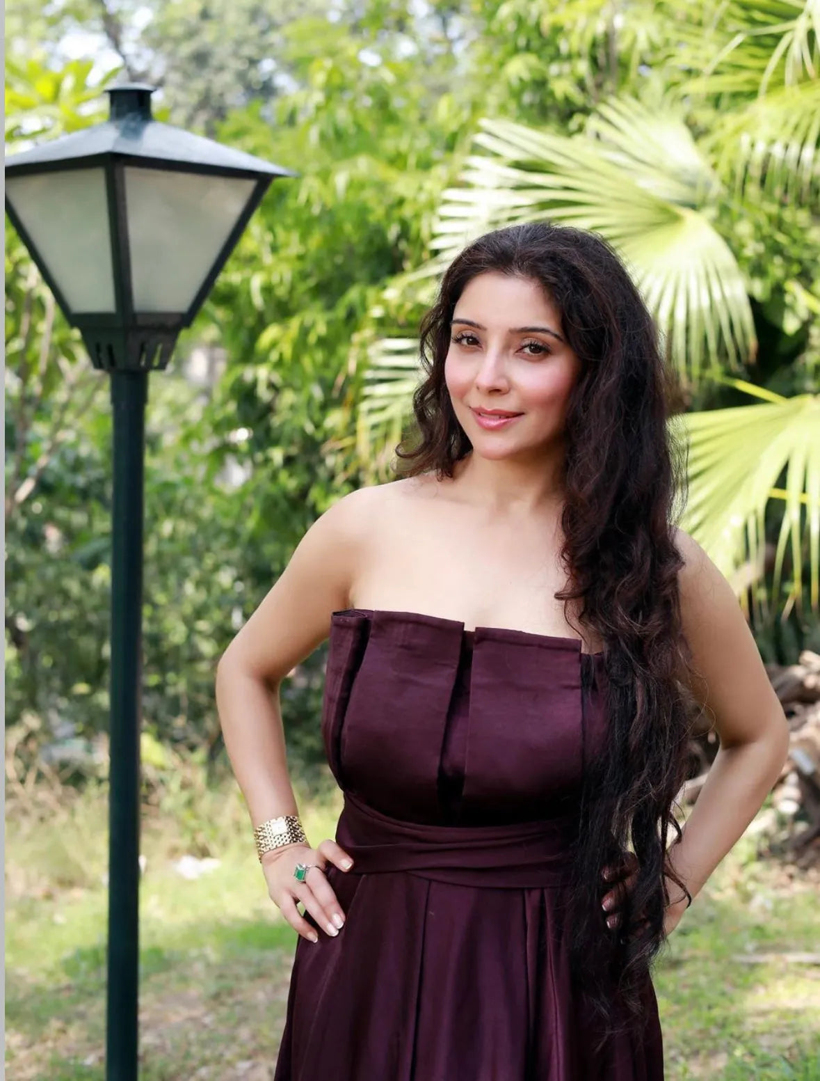 jai madaan in our merlot box pleat maxi dress, image 2
