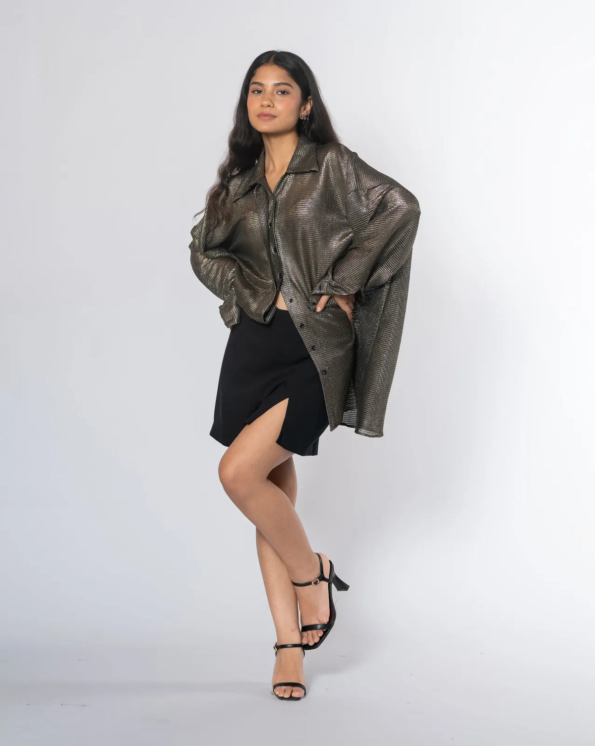 metallic oversized shirt, image 2
