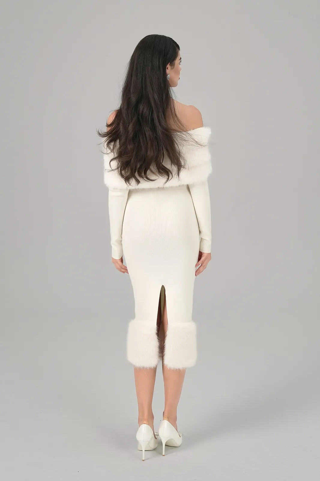 mila fur midi dress, image 3