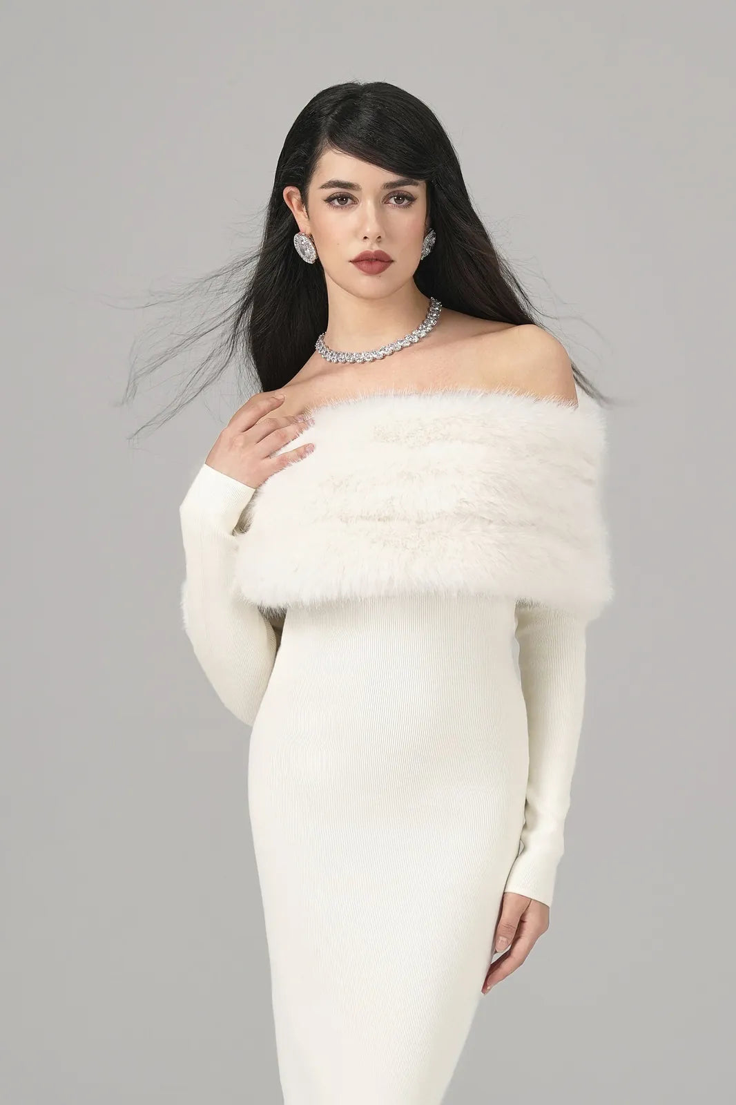 mila fur midi dress, image 7
