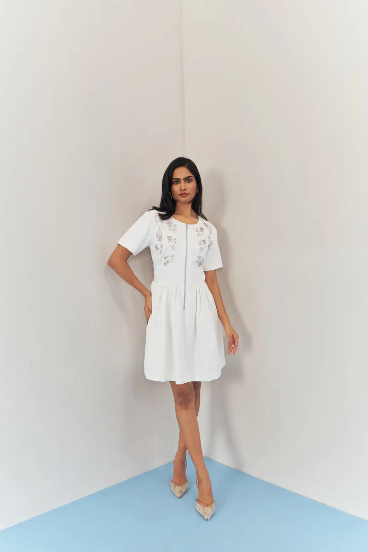 moonlit embroidered dress with sleeves, image 1