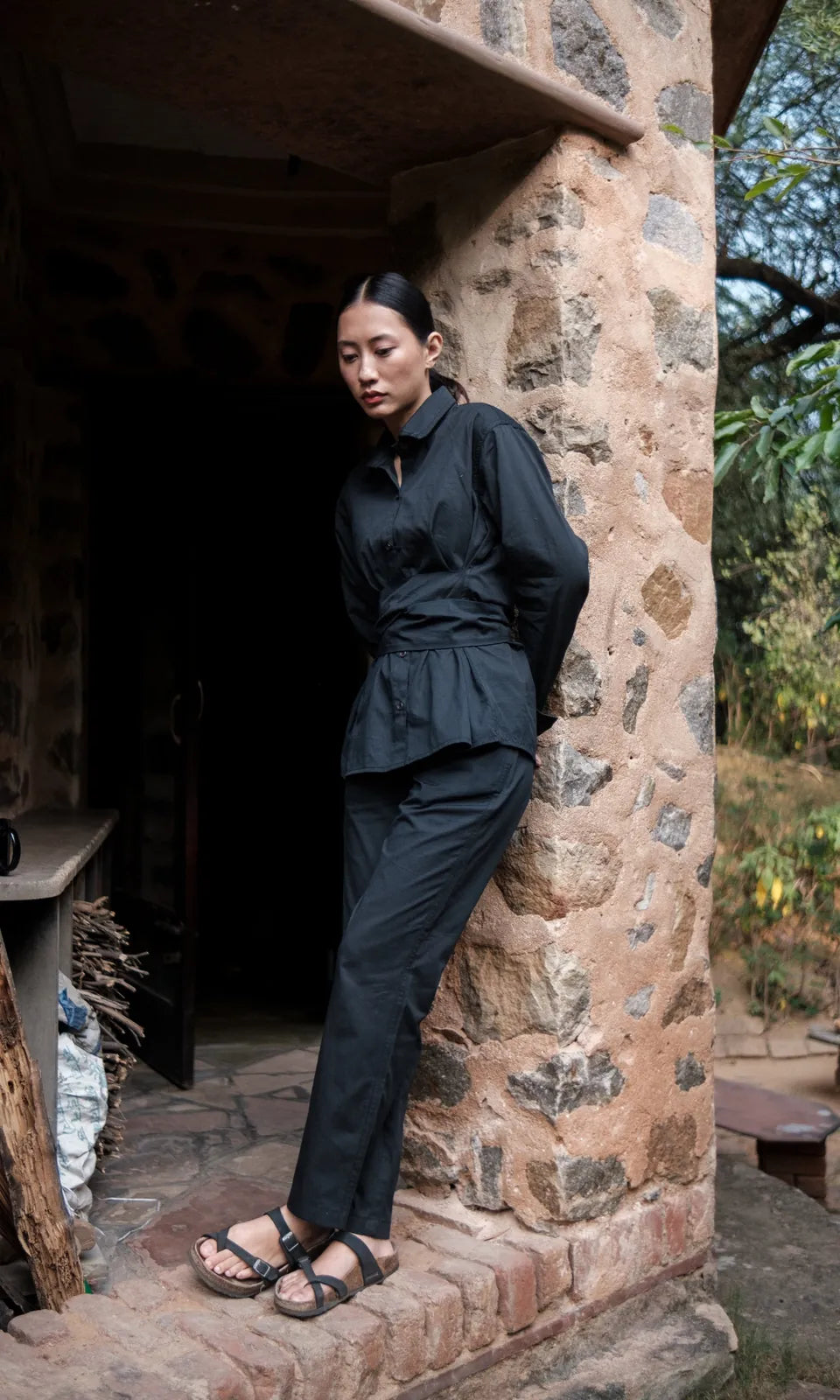 nara front knot shirt solid-set, image 3
