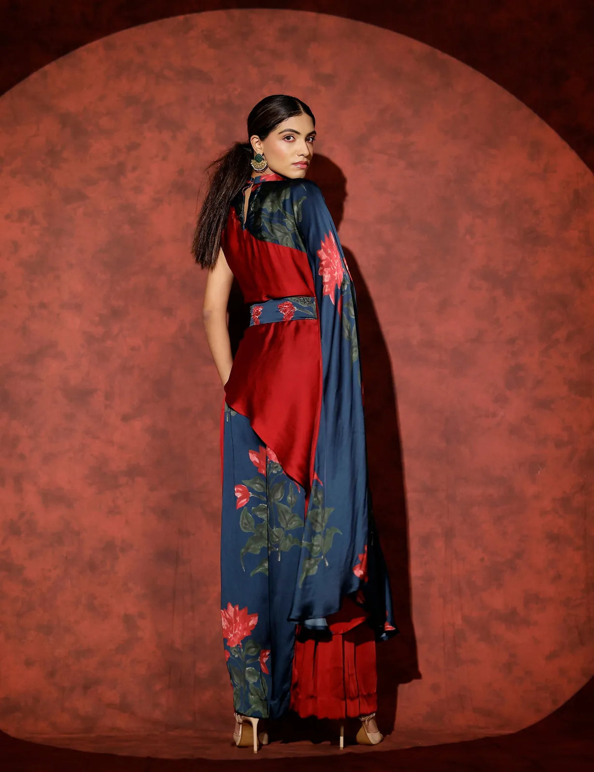 neelam color block asymmetric top paired with side pleated pants, image 5
