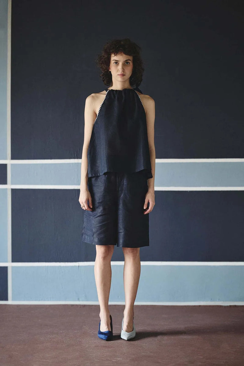 Noir Halter Tie-Up Top