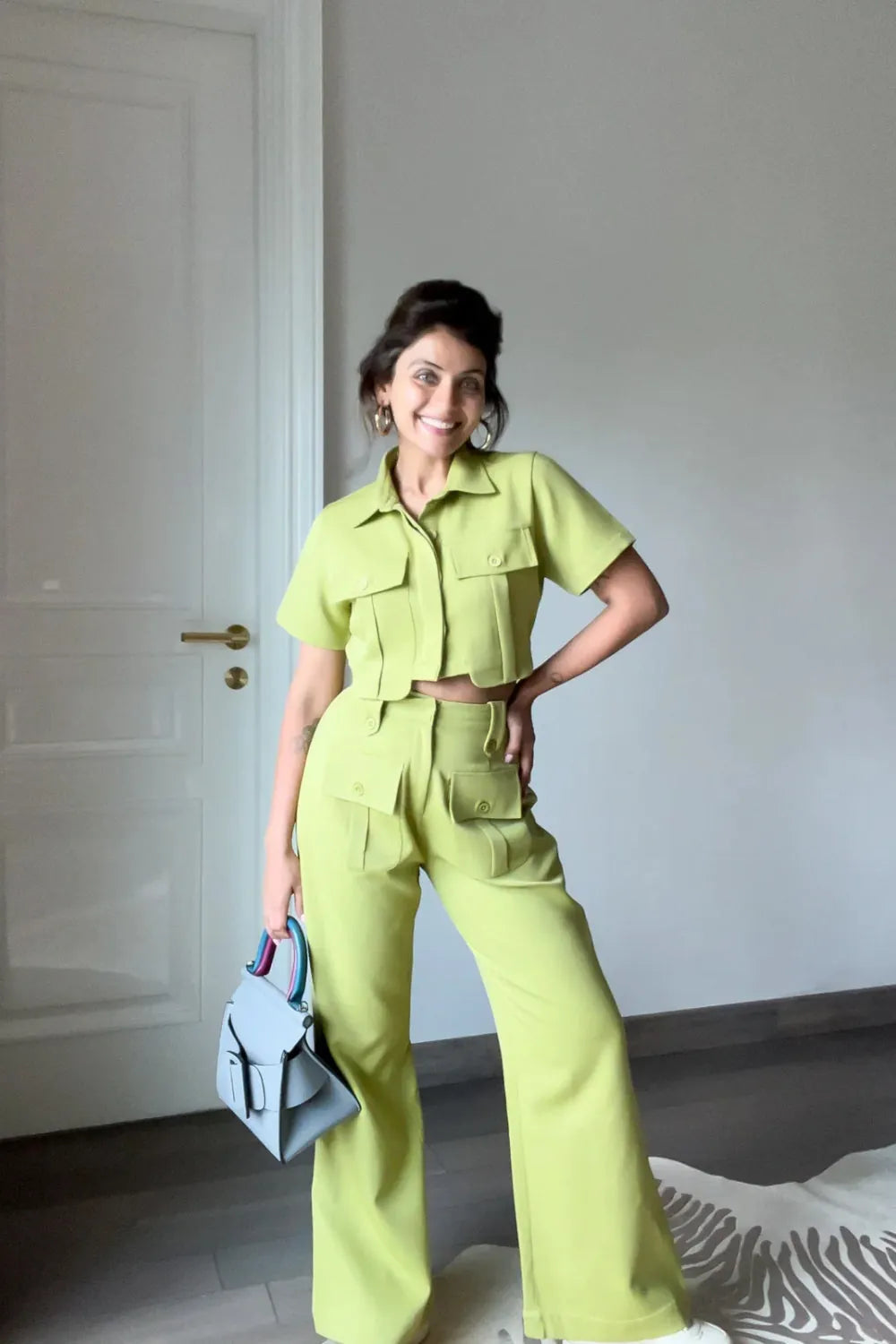 olive green co-ord set with pocket detailing, image 6