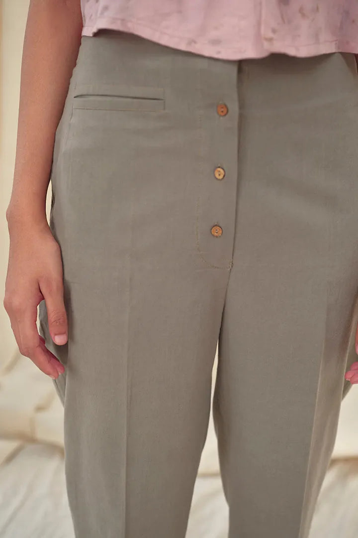 organic cotton grey trousers, image 5