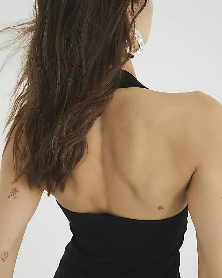 panel halter neck mini dress, image 3