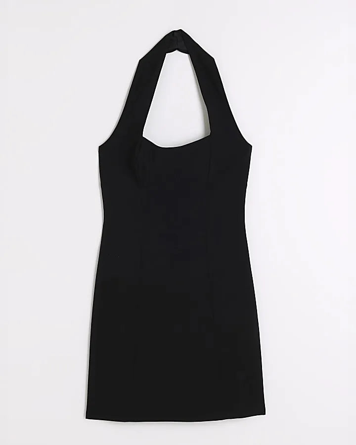 panel halter neck mini dress, image 4