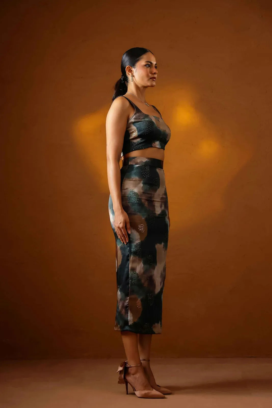 patina embroidered corset with midi skirt, image 3