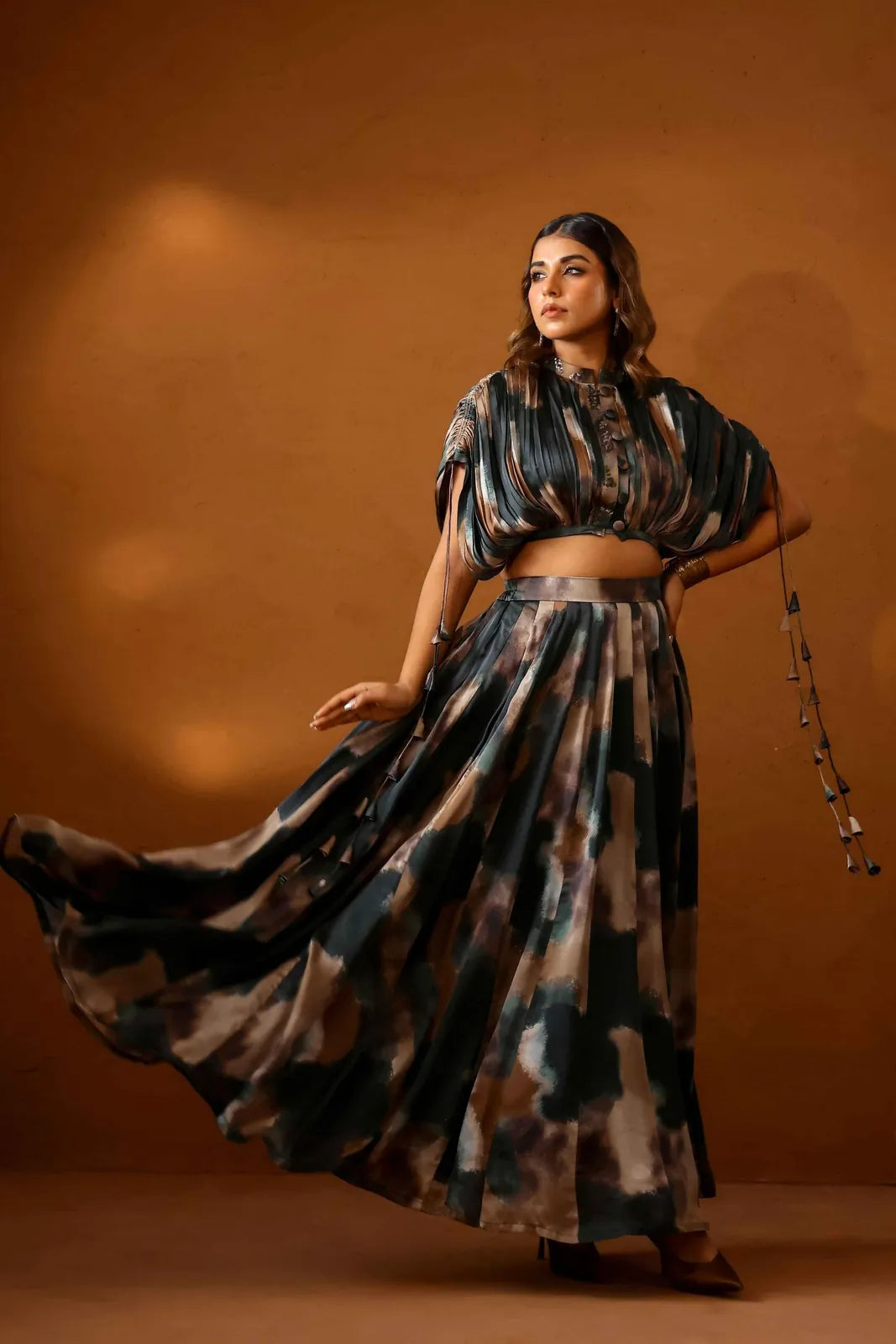 heena somani in patina skirt paired with bustier and jacket, image 6