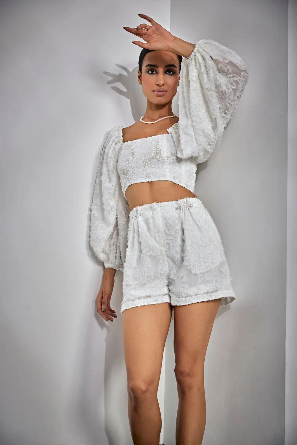 pearl embellished top & short set, image 2