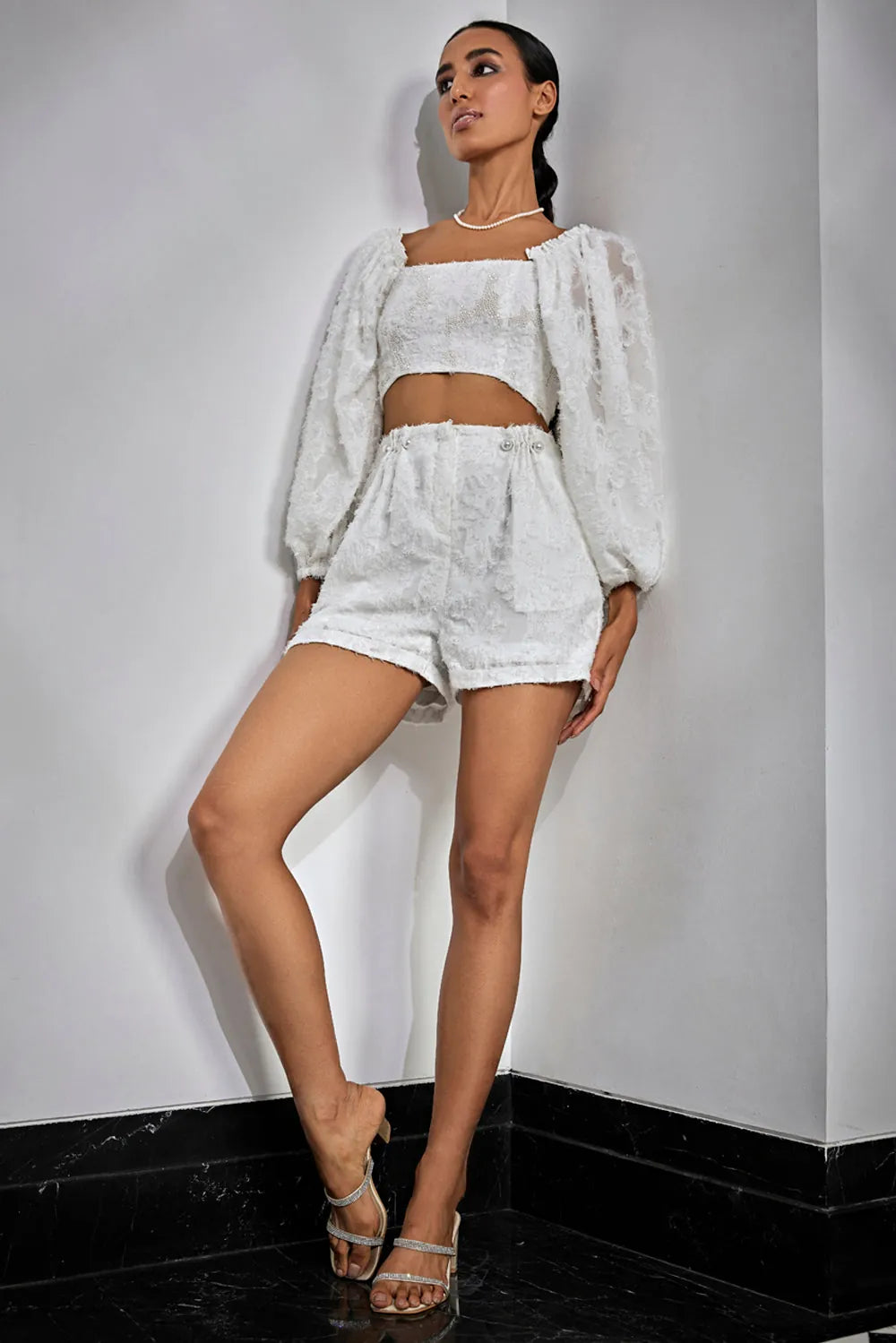 pearl embellished top & short set, image 4