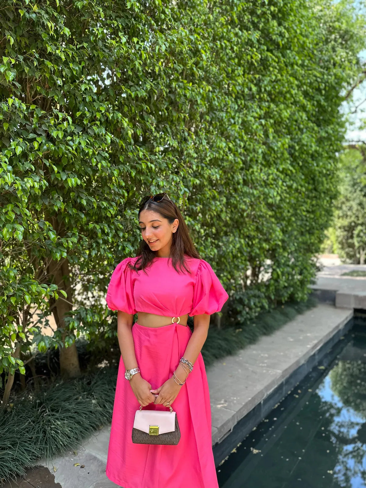 pink puffed sleeve dress, image 3