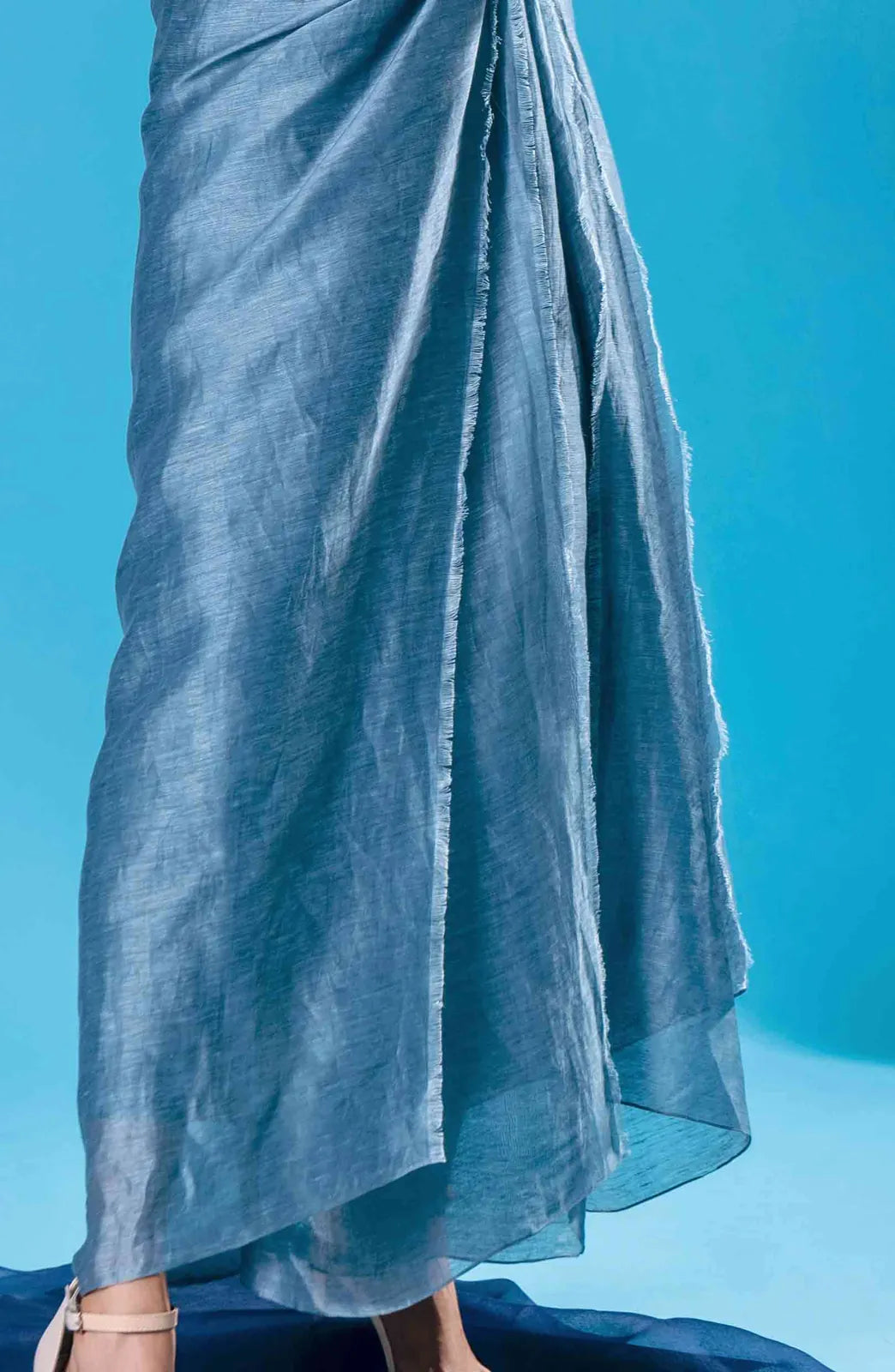 pleated tussar silk and linen dress, image 4