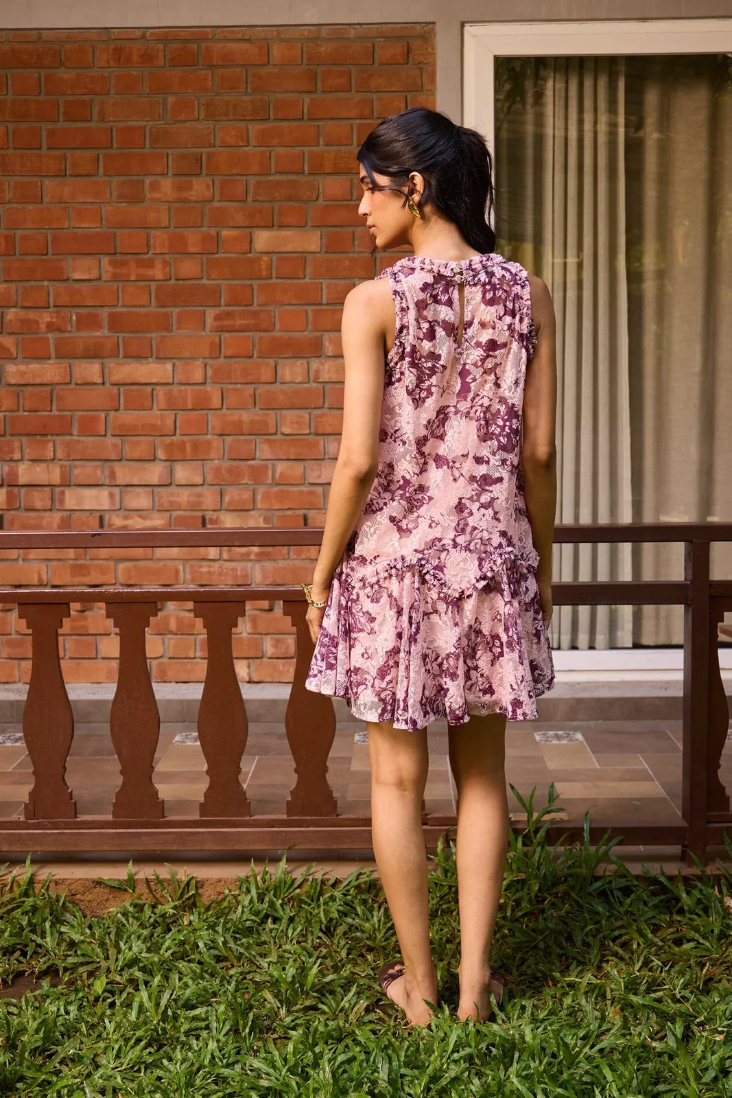 plum lace short dress, image 3