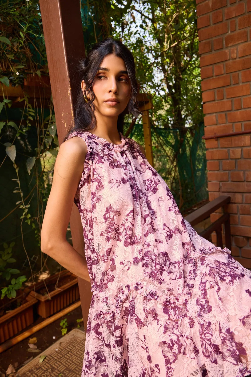 plum lace short dress, image 4