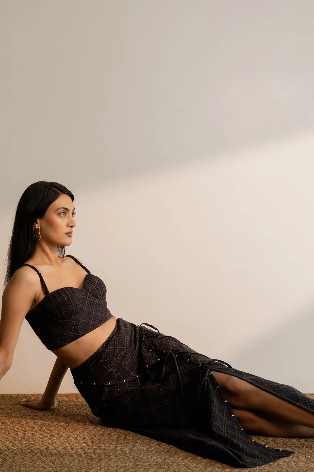 prism tie up skirt - black coloured checks, image 4