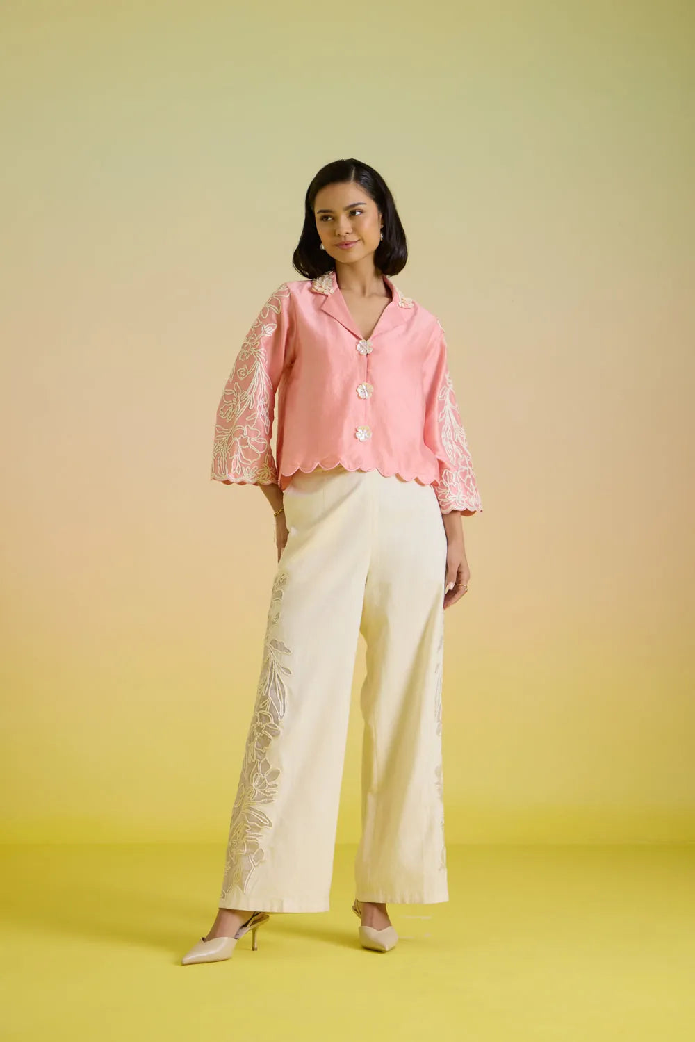 rosé embroidered coord set, image 1