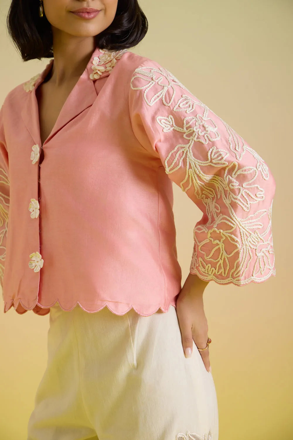 rosé embroidered coord set, image 3