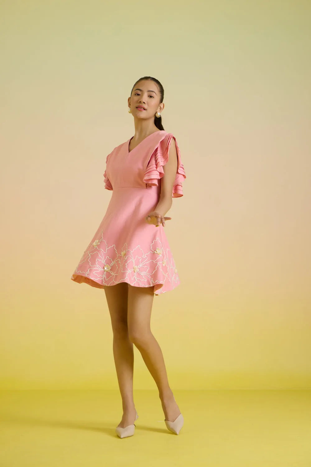 rosé petal embroidered dress, image 1