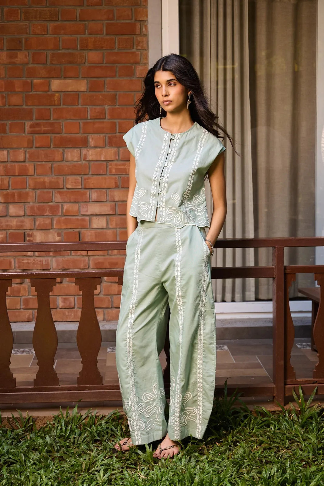 sage embroidered set, image 2