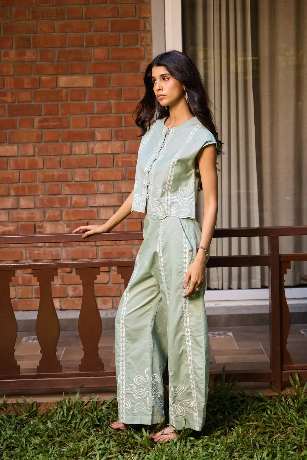 sage embroidered set, image 3
