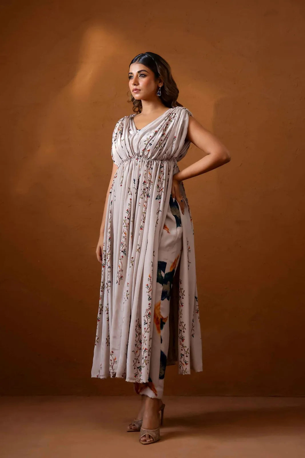 sepia hand draped kurta set, image 4