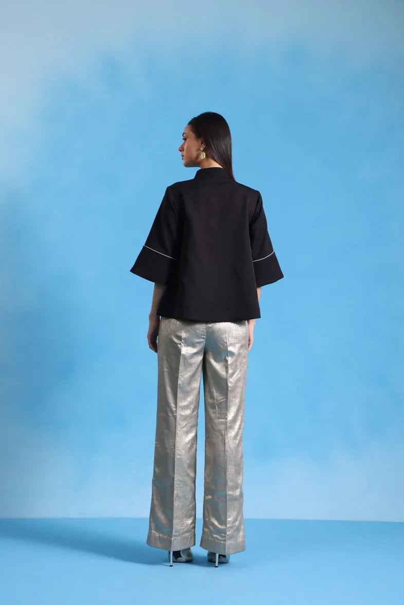 starlit noir oversized top with shimmer pants, image 4