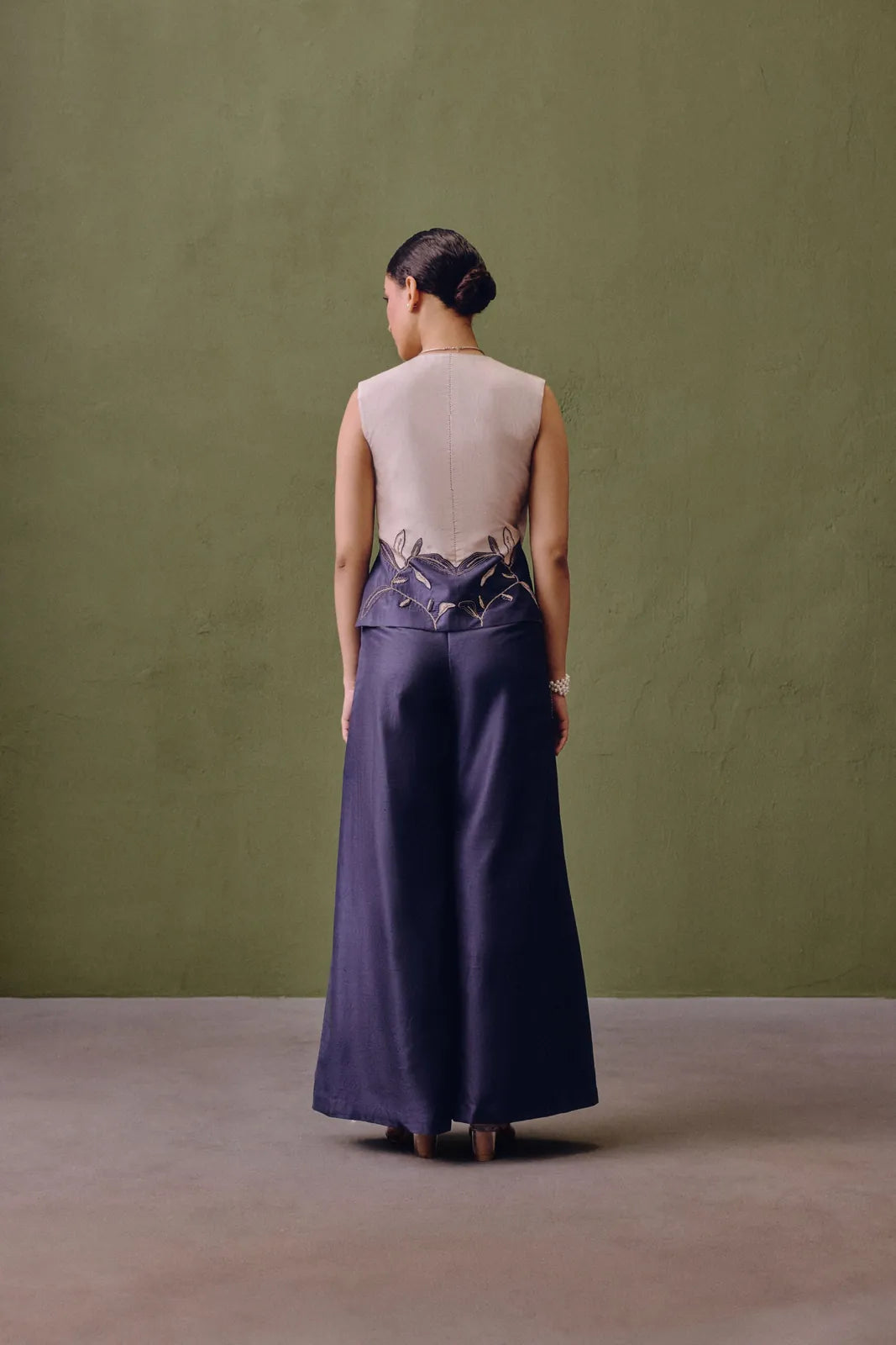 silk colour block waistcoat set, image 3