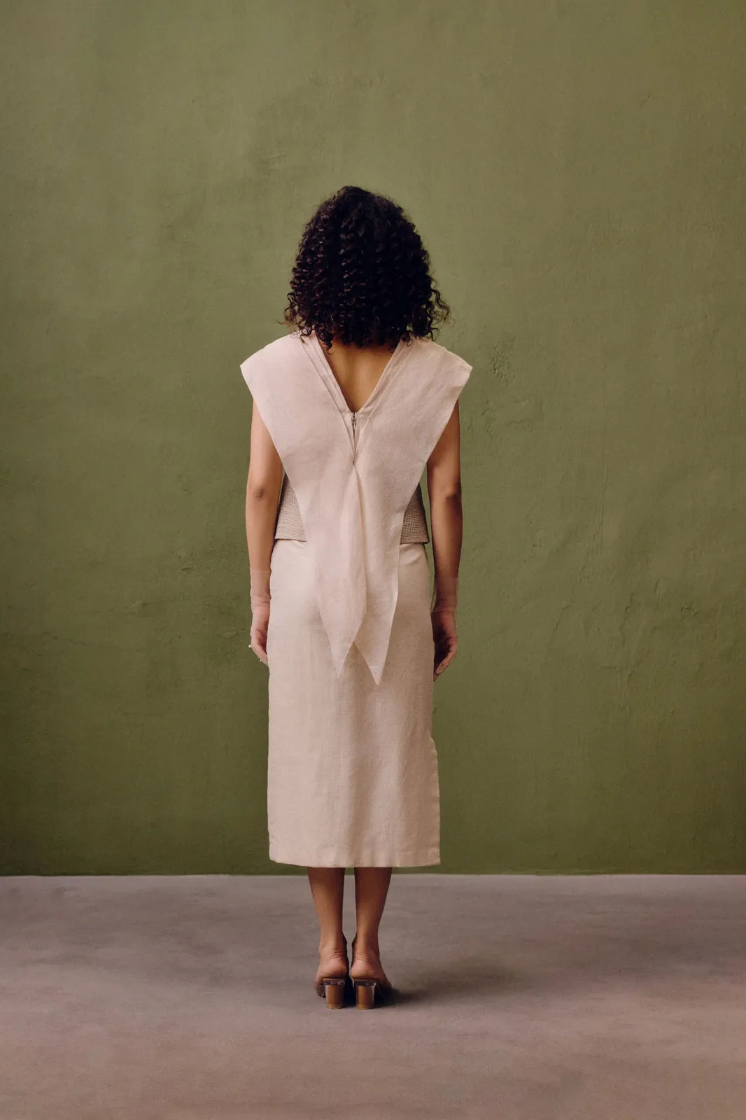 silk dress with handcrafted waist detail, image 4